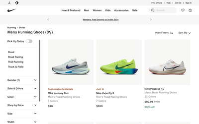 Nike website screenshot