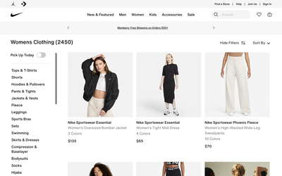 Nike website screenshot