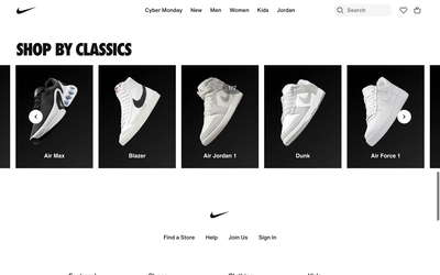 Nike website screenshot