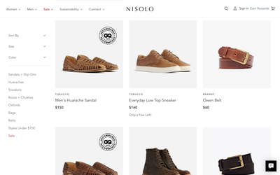 Nisolo website screenshot