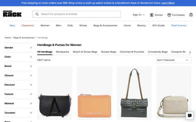 Nordstrom Rack website screenshot