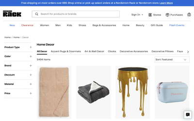 Nordstrom Rack website screenshot