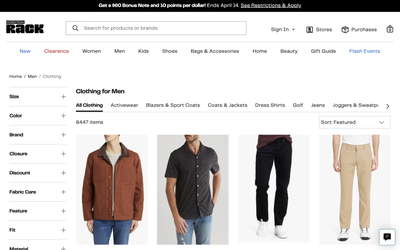 Nordstrom Rack website screenshot