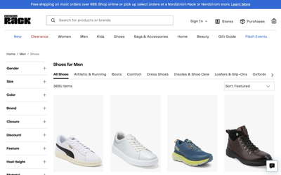 Nordstrom Rack website screenshot