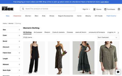 Nordstrom Rack website screenshot