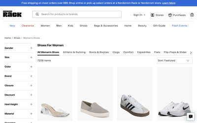 Nordstrom Rack website screenshot