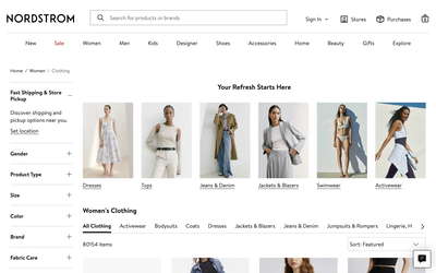 Nordstrom website screenshot