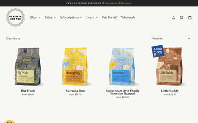 Olympia Coffee Roasting website screenshot