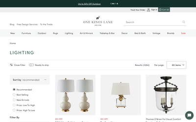 One Kings Lane website screenshot