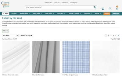 OnlineFabricStore website screenshot