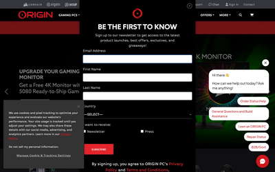 ORIGIN PC website screenshot
