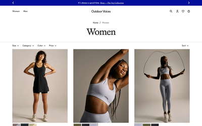 Outdoor Voices website screenshot