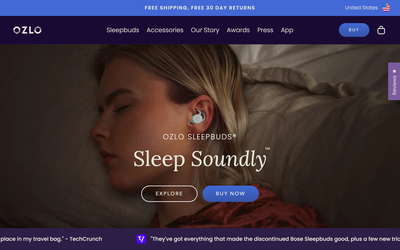 Ozlo Sleep website screenshot