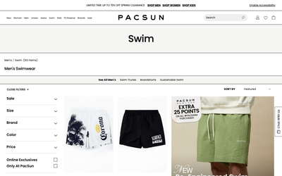 PACSUN website screenshot