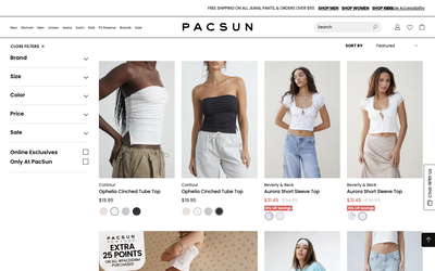 PACSUN website screenshot