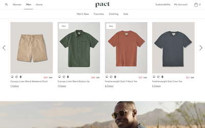 Pact Apparel website screenshot