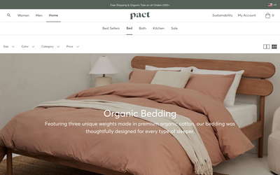 Pact Apparel website screenshot
