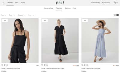 Pact Apparel website screenshot