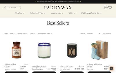 Paddywax Candles website screenshot