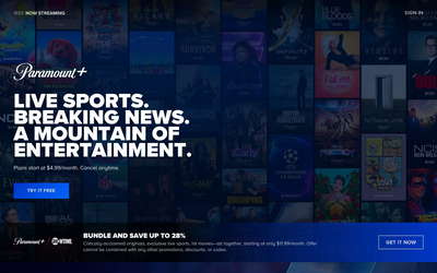 Paramount+ website screenshot