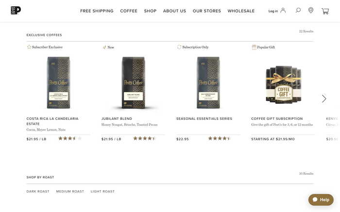Peet's Coffee screenshot