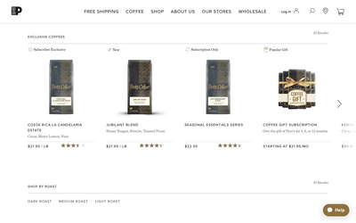 Peet's Coffee website screenshot