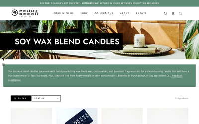 Penn & Beech Candle Co. website screenshot