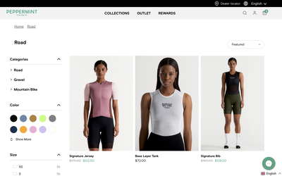 Peppermint Cycling website screenshot