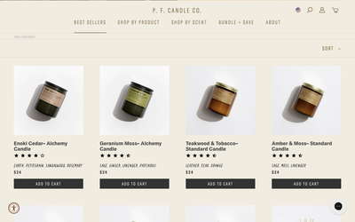 P.F. Candle Co. website screenshot