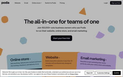 Podia website screenshot
