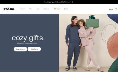 prAna website screenshot