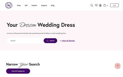 PreOwnedWeddingDresses.com website screenshot