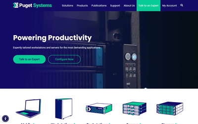 Puget Systems website screenshot