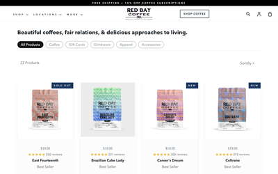 Red Bay Coffee website screenshot