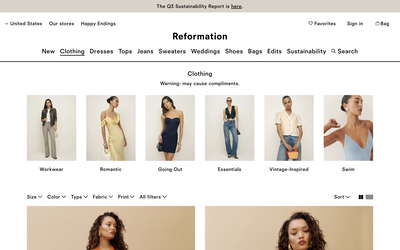 Reformation website screenshot