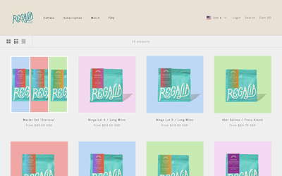 Regalia Coffee website screenshot