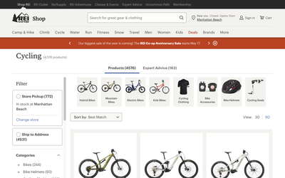 REI website screenshot