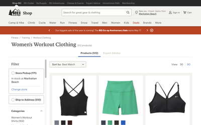 REI website screenshot