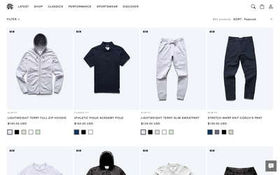 Reigning Champ website screenshot