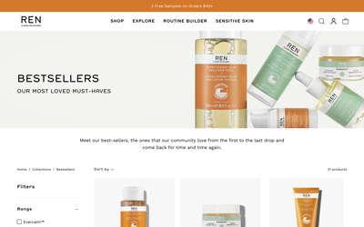 REN Clean Skincare website screenshot