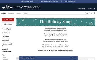 Riding Warehouse website screenshot