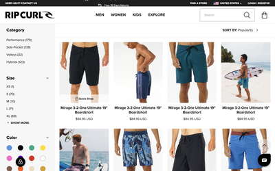 Rip Curl website screenshot