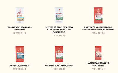 Ritual Coffee Roasters website screenshot