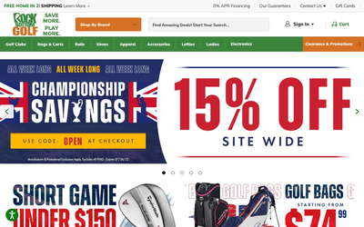 Rock Bottom Golf website screenshot