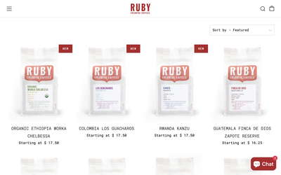 Ruby Coffee Roasters website screenshot