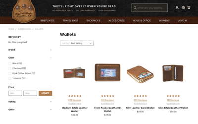 Saddleback Leather website screenshot