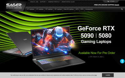 Sager Notebook website screenshot