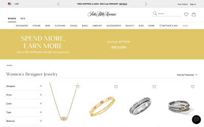 Saks Fifth Avenue website screenshot