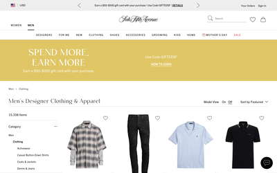 Saks Fifth Avenue website screenshot