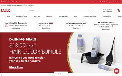 Sally Beauty website screenshot